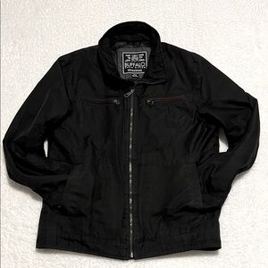 Buffalo David Bitton Men's zip front Jacket black charcoal snap cuff M